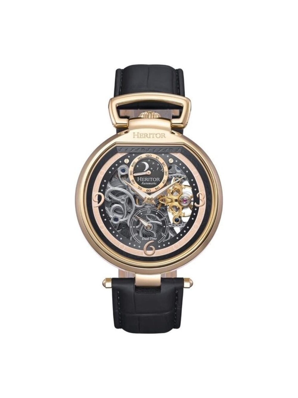 NWT Heritor Lincoln Automatic Moon Phase Gold Dial Men's Watch